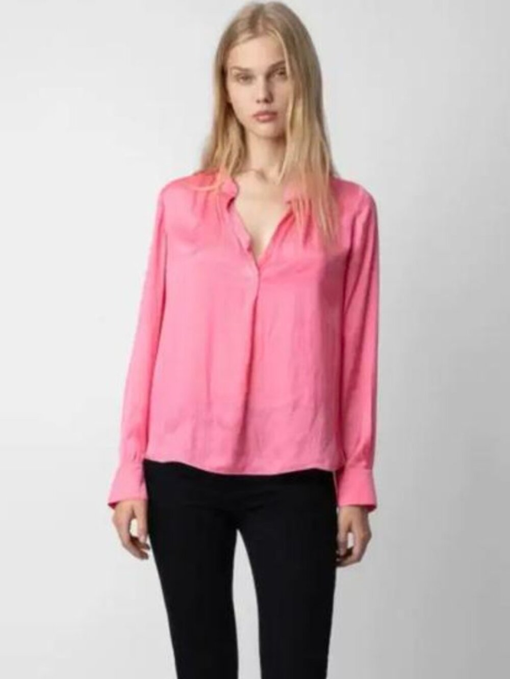 NEW ZADIG & VOLTAIRE “Tink” Satin V-Neck Blouse – Size S (NWT)